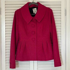 Tulle pea coat hot pink lady tailored buttons women large